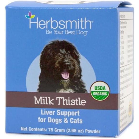 Herbsmith Milk Thistle Herbal Supplement for Dogs and Cats 75g Powder