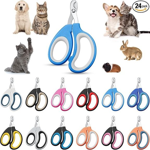 Therwen 24 Pcs Cat Nail Clipper Bulk Moon-Shaped Multiple Colors