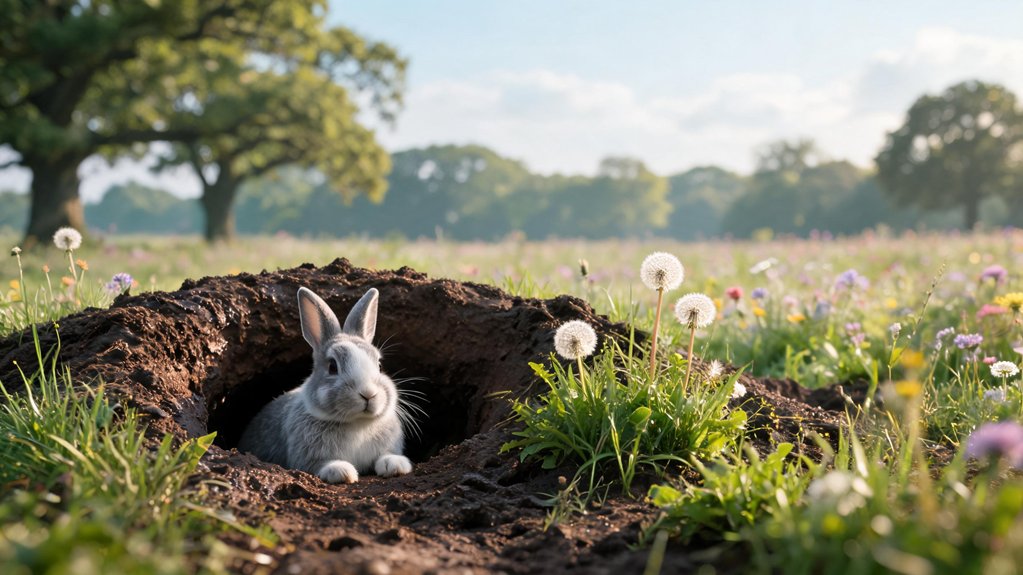 multi entrance warren rabbit tunnels