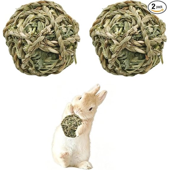 2PCS Natural Bunny Chew Toys Grass Ball Rabbit Timothy Grass Ball