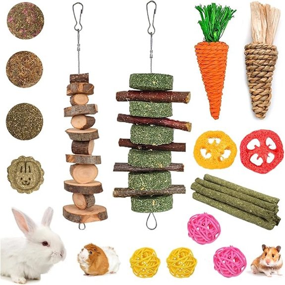 Grddaef 20 PCS Natural Rabbit Chew Toys