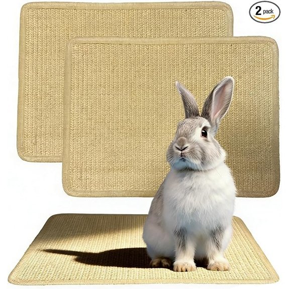 2-Pack Natural Sisal Rabbit Scratching Pad and Chew Toy