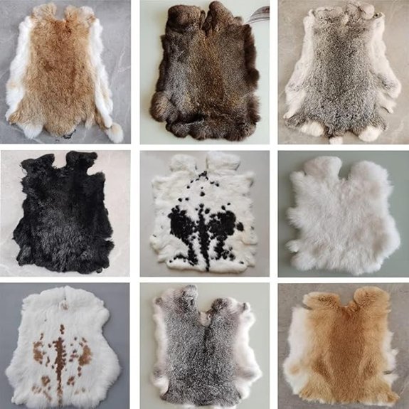 Natural Rabbit Skin 10x14in Tanned Animal Hide Fur Pelts 10Pack