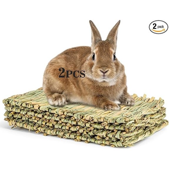 Sukh Bunny Mat Grass Mats for Rabbits - 2 Pack Natural Woven Hay Cage Bed