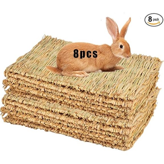 Grass Mat for Rabbit Natural Woven Bed Mat Bunny Chew Toys (8PCS)
