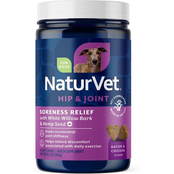 NaturVet Aches & Discomfort Plus Hemp Supplement for Dogs - 60 Soft Chews