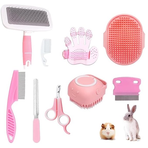 9PCS Small Animal Grooming Kit Cleaning Brush for Rabbits Puppies