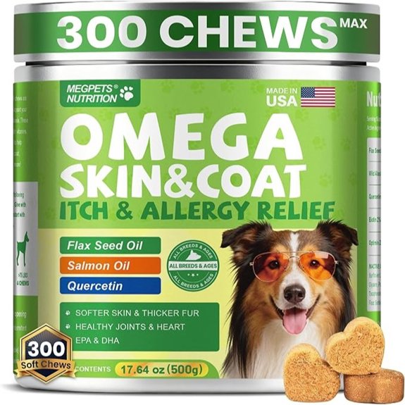 Omega 3-6-9 for Dogs Fish Oil Skin & Coat Supplement Soft Chews 300 ct