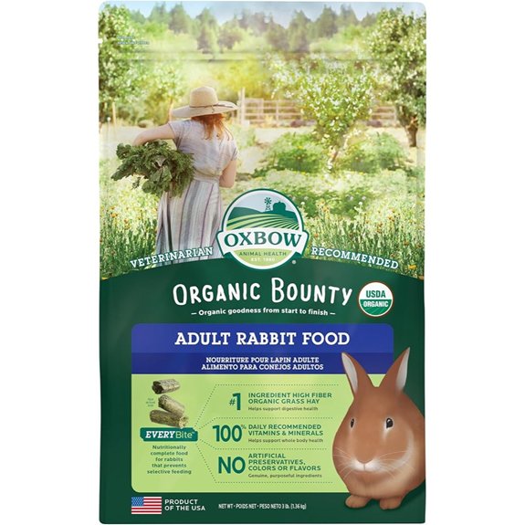 Oxbow Organic Bounty Adult Rabbit Food Organic Rabbit Pellets USA 3 lb