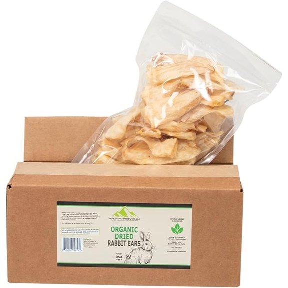 Organic Dried Rabbit Ears 50 Count Pet Treats
