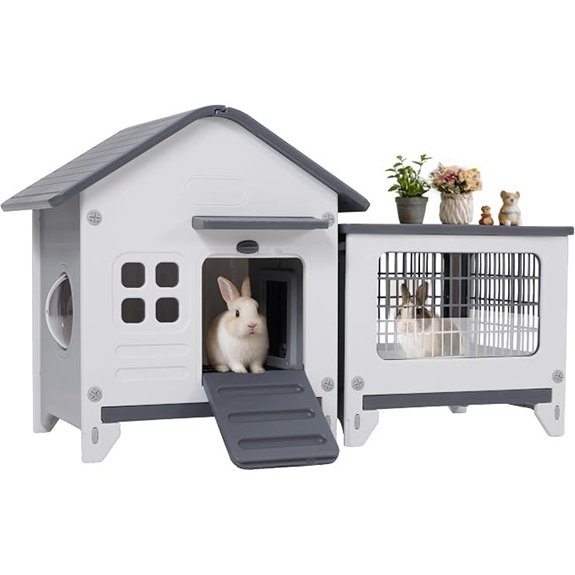 Rabbit Cage Outdoor Indoor Plastic Bunny Cage Guinea Pig Cages with Run