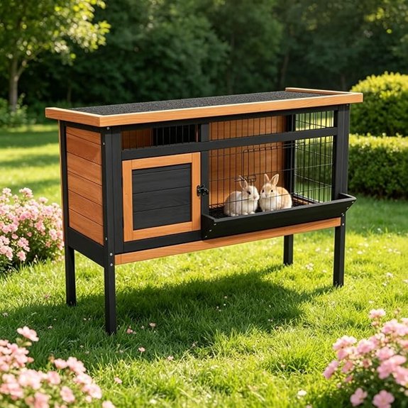 Elevated Wooden Rabbit Hutch Outdoor for Small Animals