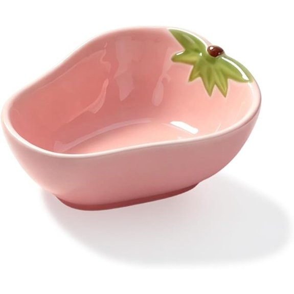 Strawberry-Shaped Ceramic Feeding Dish for Small Pets (Pink)