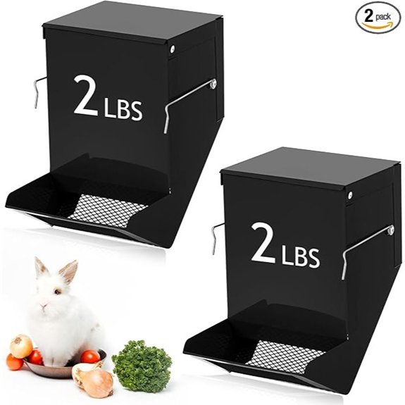 Maxcheck 2 Pcs Rabbit Feeder for Cages 4.7 Inches Mesh Bottom Black