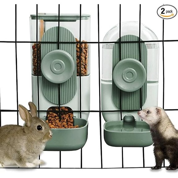 Lemtrflo Rabbit Feeder Bunny Water Bottle Dispenser Pet Cage Food Bowl