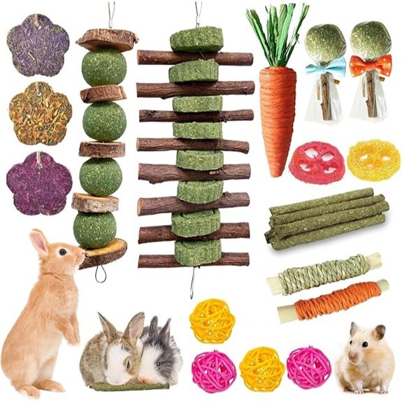 Jorewood 21 Pcs Rabbit Chew Toys for Small Pets
