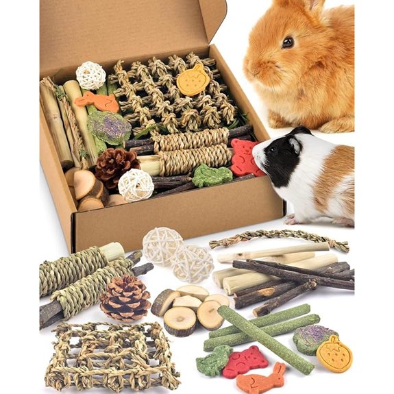 Bissap Rabbit Chew Toy with Hay and Bamboo Sticks