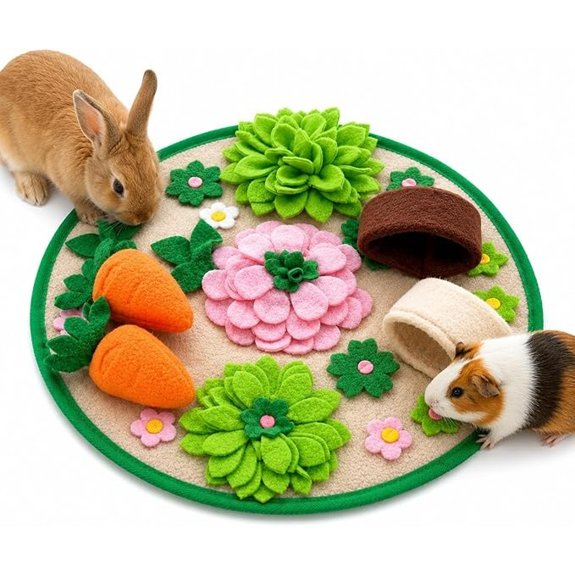 Rabbit Foraging Mat 6-Zone Bunny Snuffle Toy for Small Animals