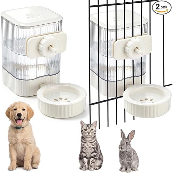 2 Pack 54 oz Rabbit Water Bottle Dispenser Hanging Gravity Large Bowl