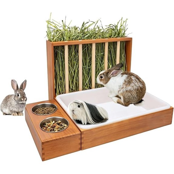 BESNEW Rabbit Hay Feeder with Litter Box and Bowls