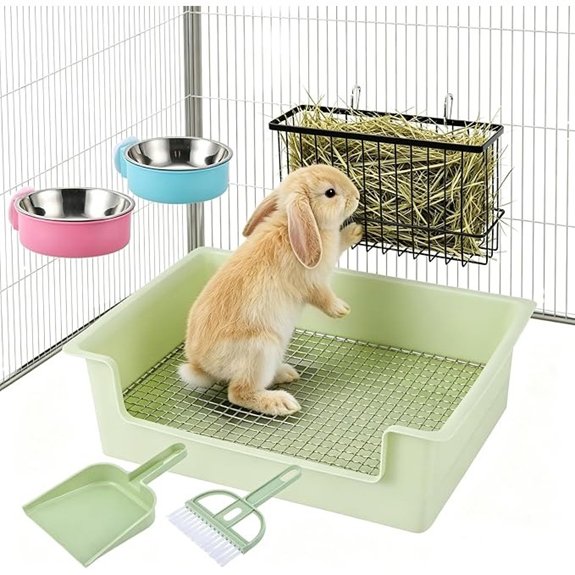 4-in-1 Rabbit Litter Box with Hay Feeder and Waterer