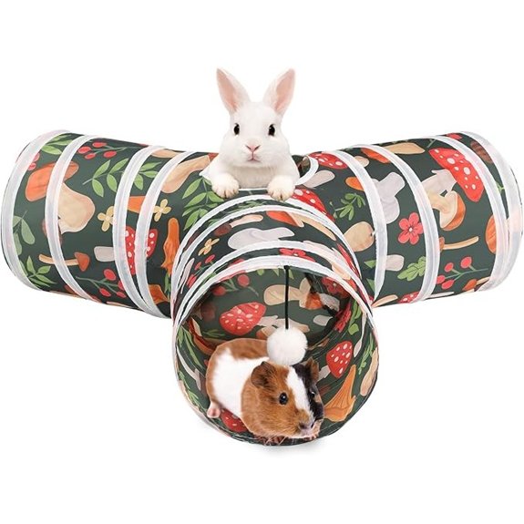 HERCOCCI Rabbit Tunnel Hideout with Chew Toy for Small Pets