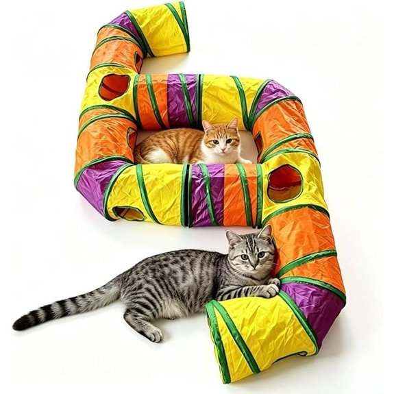 Rainbow 6-Way Connectable Collapsible Cat Tunnel Play Toy