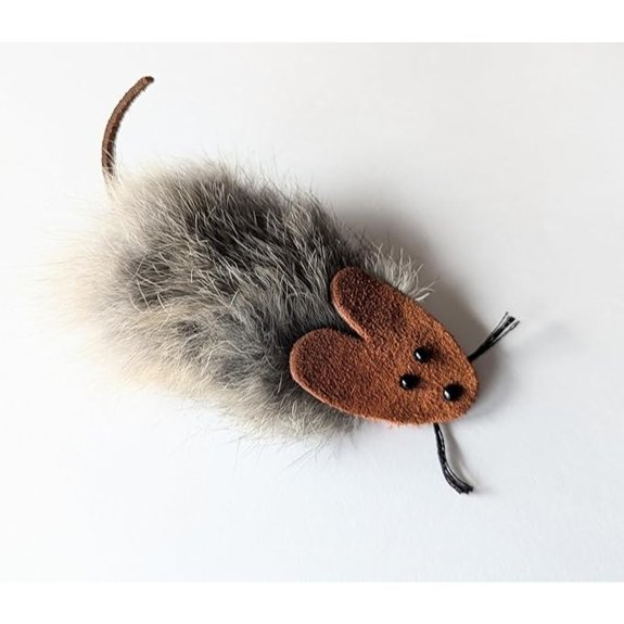 Original Flat Rat Cat Toy Made of Real Rabbit Fur