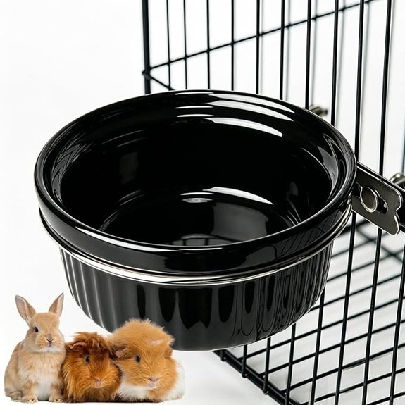 Rabbit Hanging Ceramic Bowl Removable Cage Feeder Pet Food Water Bowl