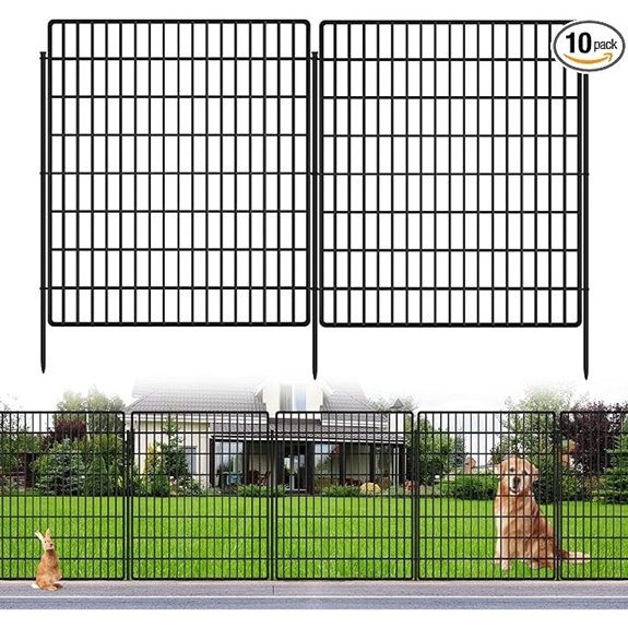 10 Panels Rustproof Metal Garden Fencing for Dogs and Rabbits