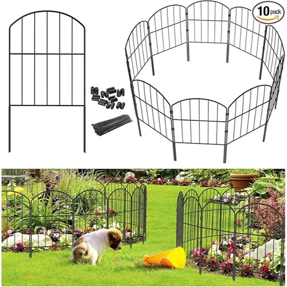 Garden Fence Total 10ft(L) x 24in(H) 10 Pcs Rustproof Metal