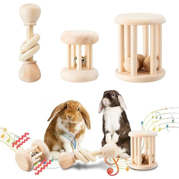 AOWPFVV Wooden Bunny Toys,Safe Rabbit Toys for Guinea Pigs,Small Animals