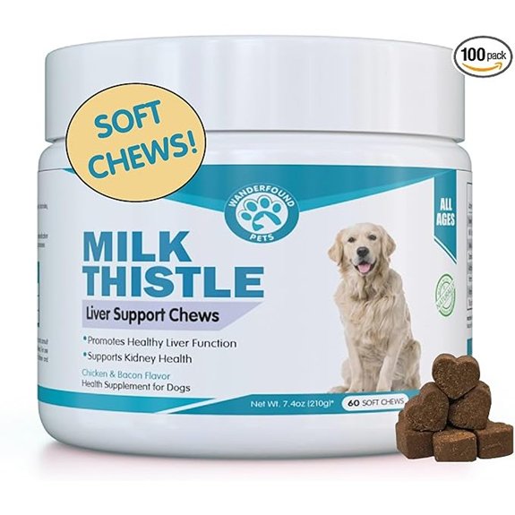 Wanderfound Pets Milk Thistle Dog Liver Support Salmon Bacon Soft Chews