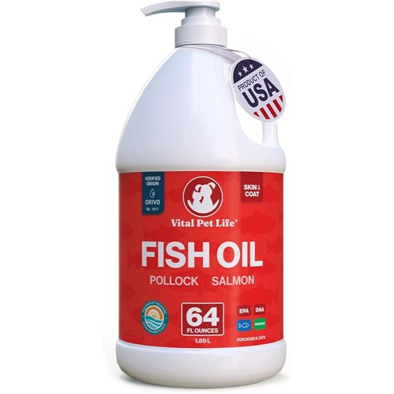 Fish Oil for Dogs Healthy Skin & Coat Salmon Pollock Liquid Omega 3 64 oz