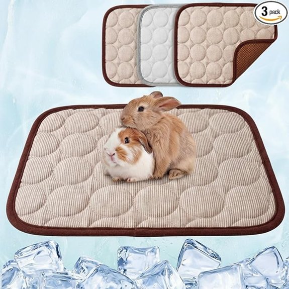 Jetec 3 Pcs Guinea Pig Cooling Mat Small Animal Beds,Summer,Brown