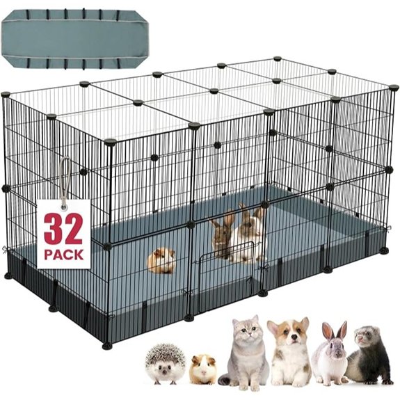 32 Panels Small Animal Playpen,47.5 x 23.7 x 31.5 Pet Playpen