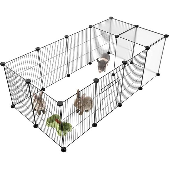 Pet Playpen Small Animal Cage DIY Wire Fence with Door 15 Panels Black