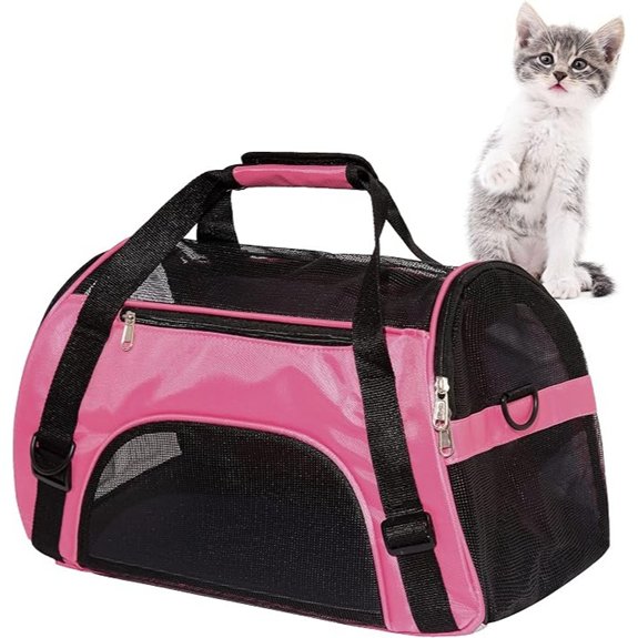 MuchL Soft-Sided Cat Carrier with Wooden Board (Small Pink)