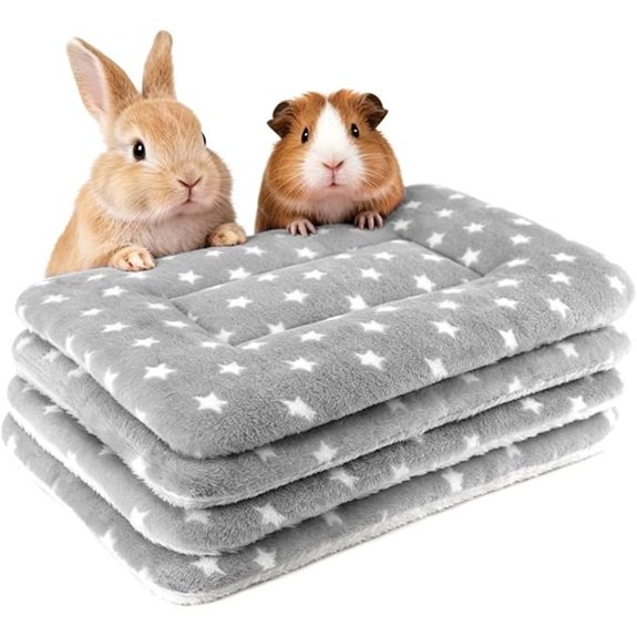 4 Pack Soft Flannel Rabbit Bed Mat for Guinea Pigs and Bunnies