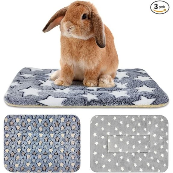 3PCS Rabbit Bed Soft Bunny Bedding Fleece Guinea Pig Blanket