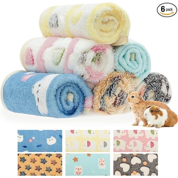CUSOZWO Guinea Pig Bedding Mat 6 Pack Soft Fleece Small Pet Blankets