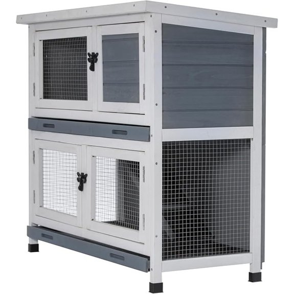 2 Story Solid Wood Rabbit Hutch for Small Animals