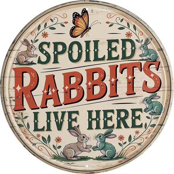 AWISZZZ Spoiled Rabbits Metal Sign Bunny Decor Gift