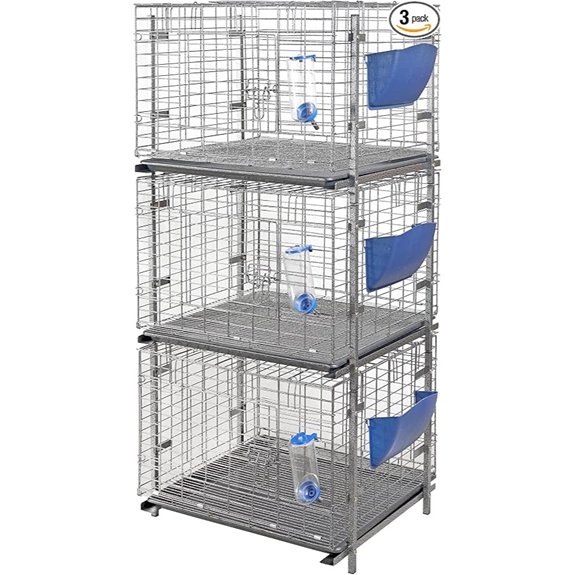Stackable Rabbit Cage with Feeder and Water Bottle