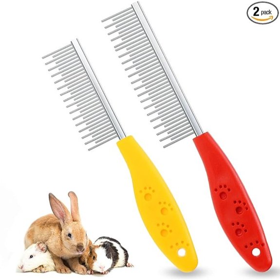 Patelai 2 Pieces Pet Hair Grooming Comb Stainless Steel for Rabbit Cat