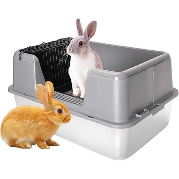 XXXL Stainless Steel Rabbit Litter Box with Lid and Feeder