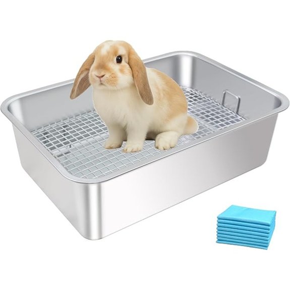 Stainless Steel Rabbit Litter Box with High Back Wall
