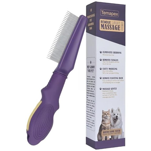 Pet Comb for Dogs and Cats with Stainless Steel Teeth