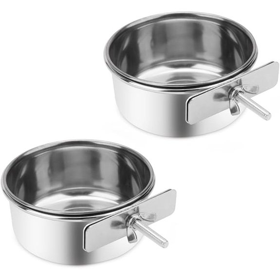 Wontee Pet Food Water Bowl Stainless Steel Feeding Cups Feeder 2 Pcs S