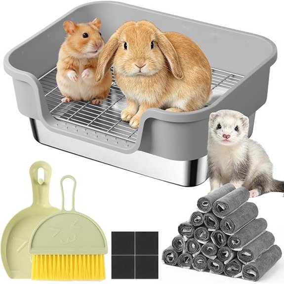 Stainless Steel Rabbit Litter Box Sifting Bunny Litter Box